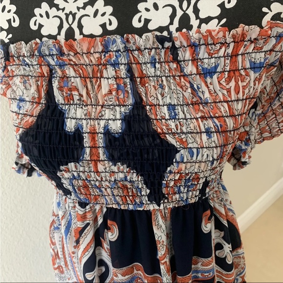 Anthropologie Lavender Field Boho Hippie Smock Dress Off SHoulder Maxi Dress S - Picture 5 of 13